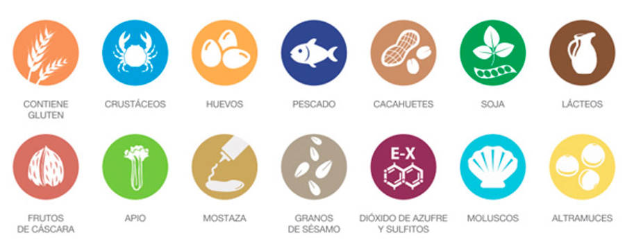 Iconos de los alérgenos alimentarios más comunes