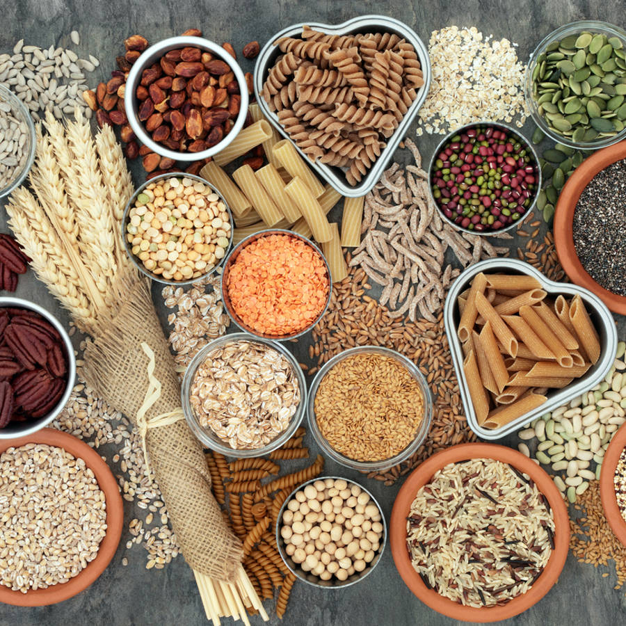 Creales integrales, legumbres y semillas