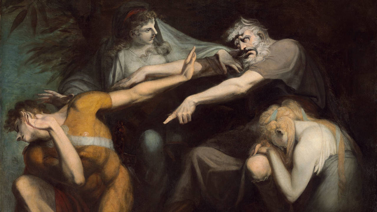 Edipo maldiciendo a su hijo, lienzo de Henry Fuseli