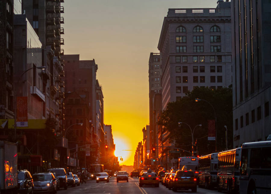 Manhattanhenge medio sol