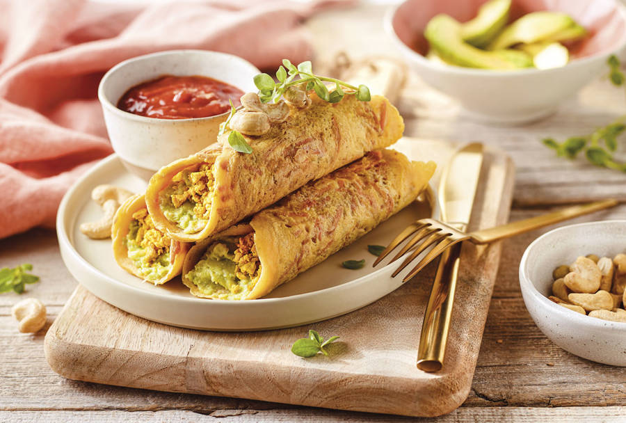 desayuno proteínas - rollito de calabaza rellena