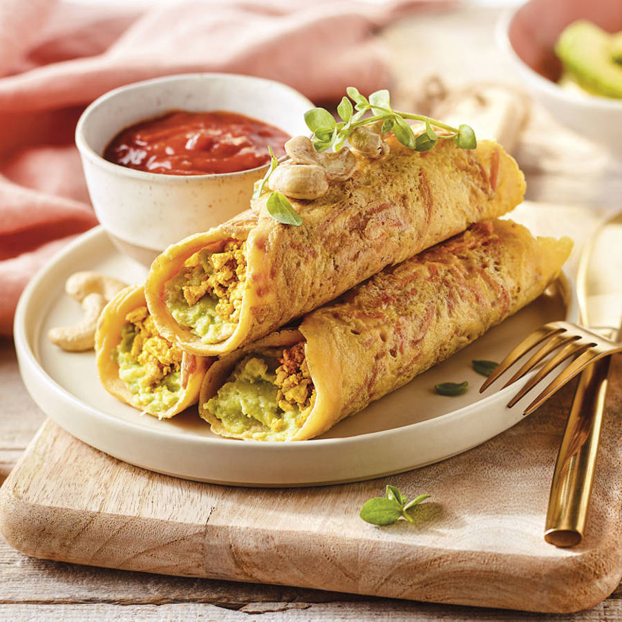 desayuno proteínas - rollito de calabaza rellena