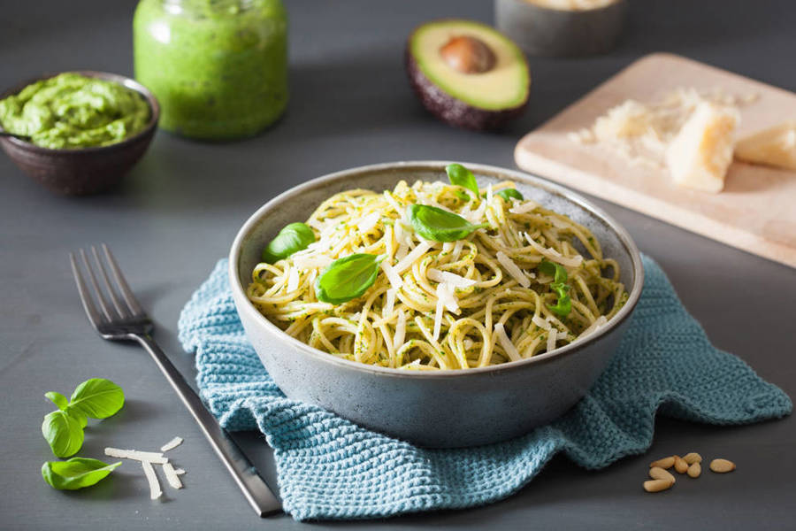 pasta con guacamole 