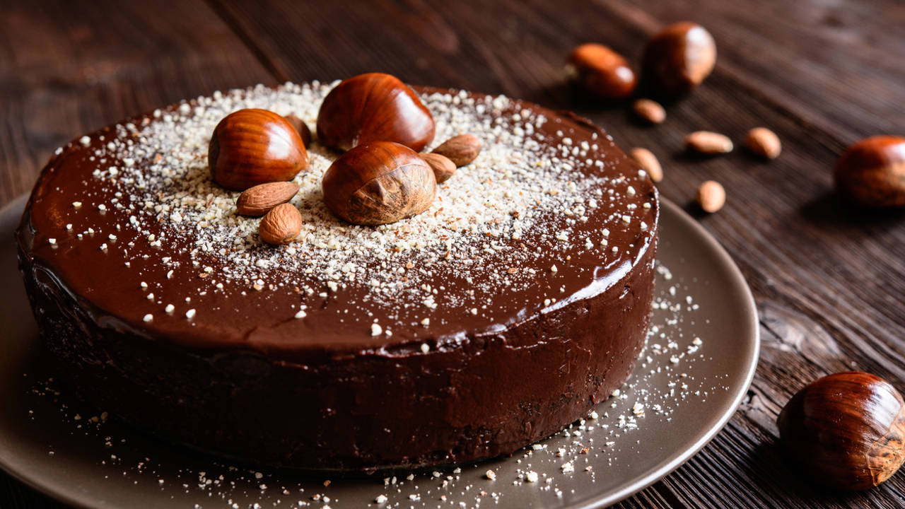 Tarta de castañas y chocolate