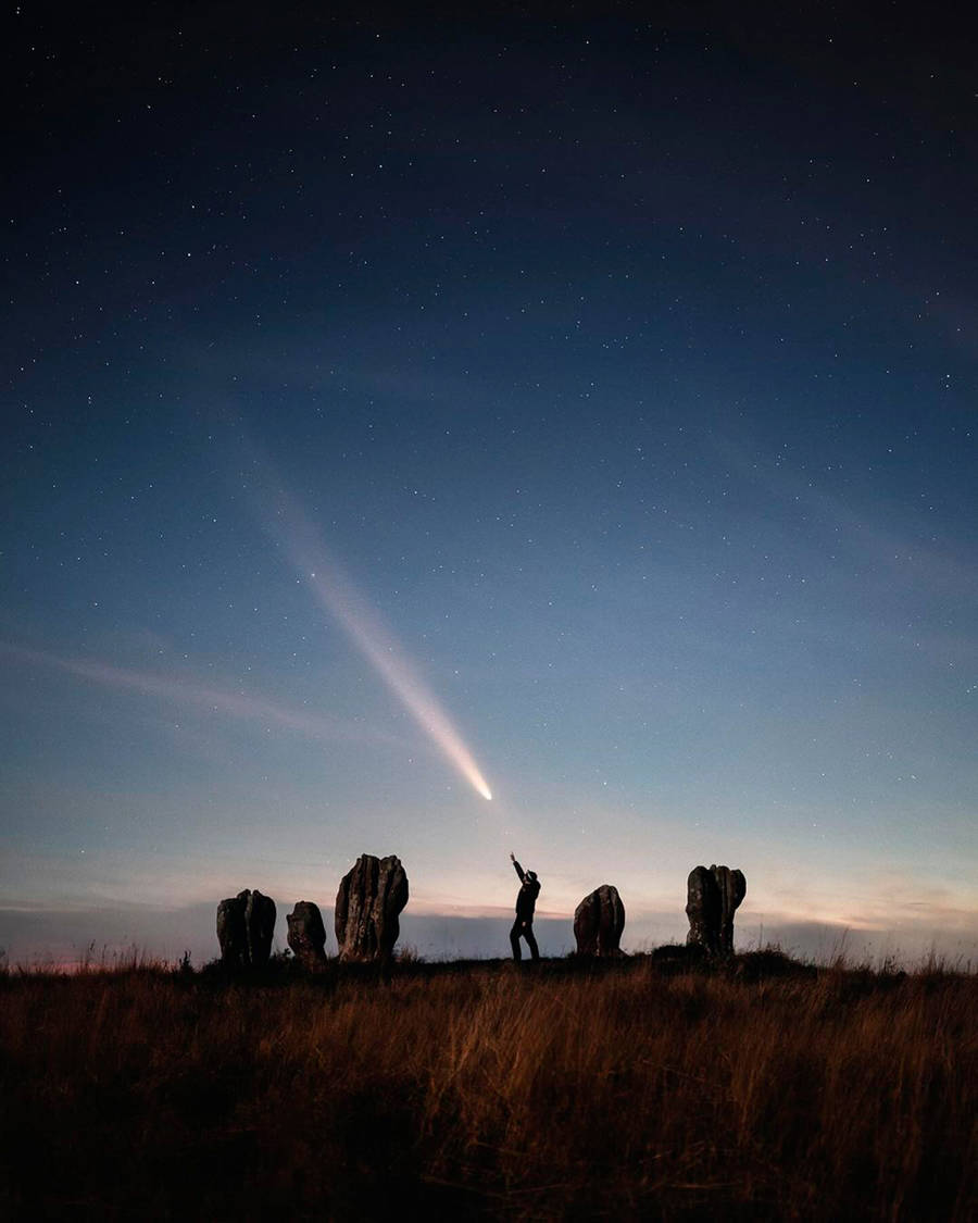 Cometa Tsuchinshan-Atlas en Berwick, Northumberland, Inglaterra