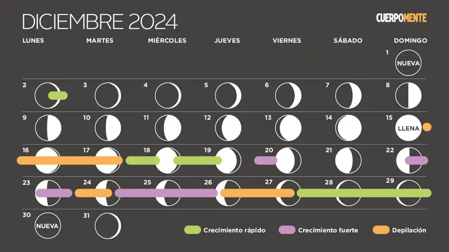 Calendario lunar diciembre 2024