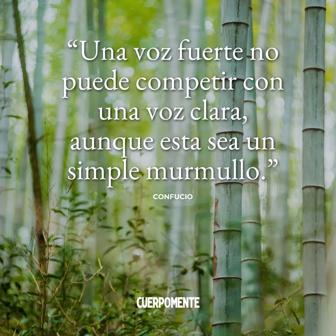 Frase de Confucio:  "Una voz fuerte no puede competir con una voz clara, aunque esta sea un simple murmullo." 