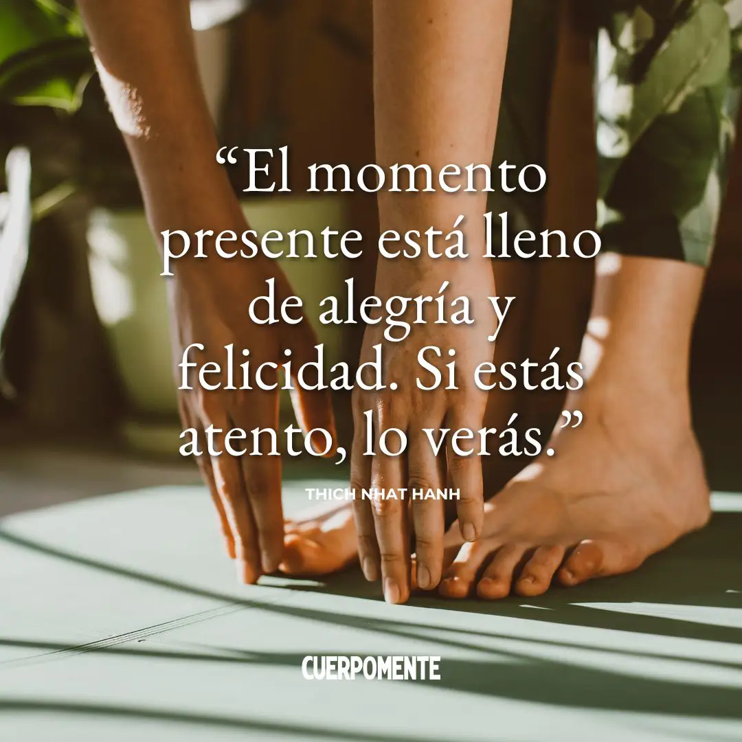 Frases de Thich Nhat Hanh: "El momento presente está lleno de alegría y felicidad. Si estás atento, lo verás."