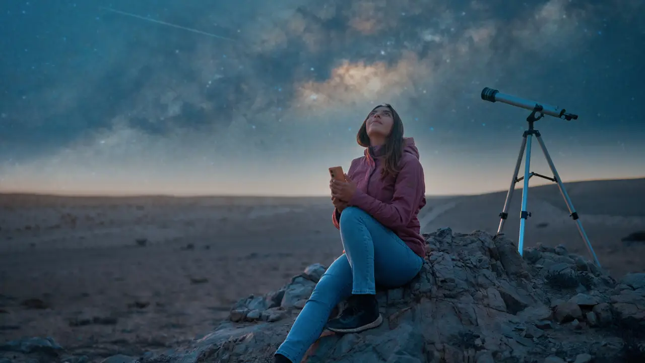 mujer observando cielo