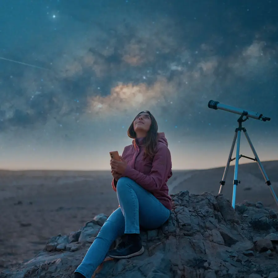 mujer observando cielo