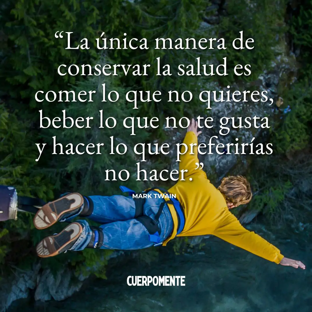 Frases ironicas: "La única manera de conservar la salud es comer lo que no quieres, beber lo que no te gusta y hacer lo que preferirías no hacer." Mark Twain