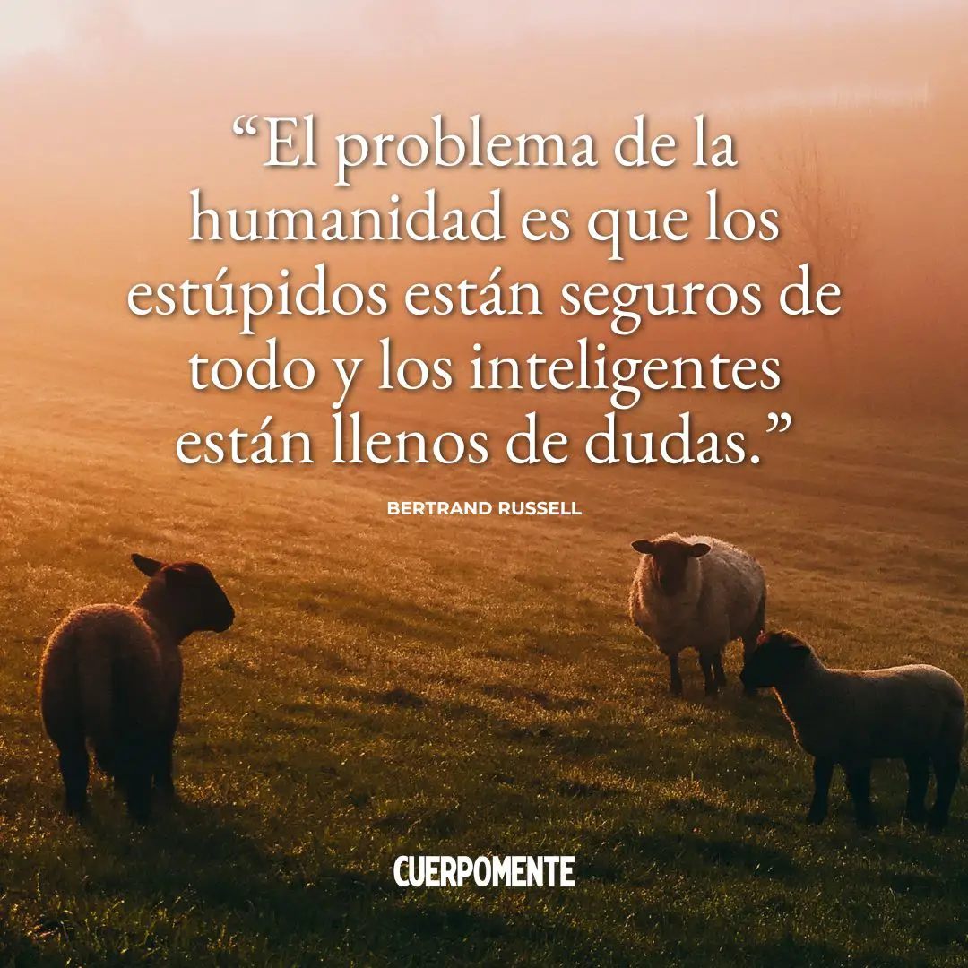 Frases ironicas Bertrand Russell: 4. "El problema de la humanidad es que los estúpidos están seguros todo y los inteligentes están llenos de dudas." Bertrand Russell