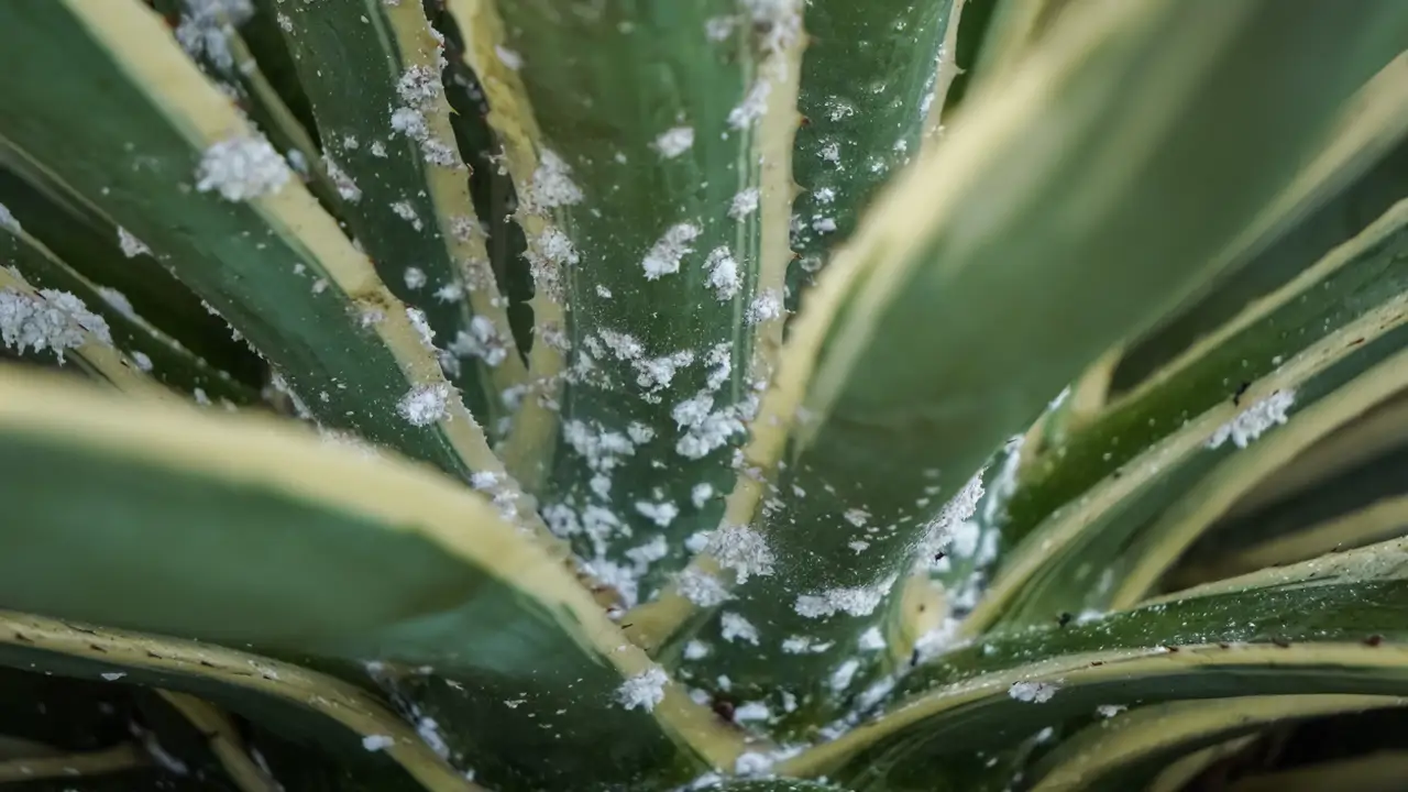 Cochinilla algodonosa en una planta de agave