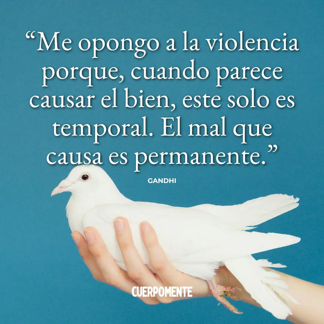 Frases de Gandhi: 8. "Me opongo a la violencia porque cuando parece causar el bien este solo es temporal. El mal que causa es permanente."