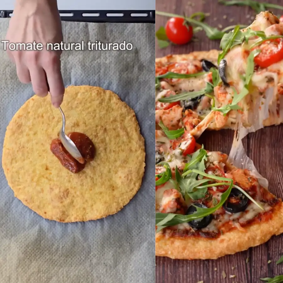 Pizza proteica con masa de arroz cocido: crujiente y ligera para tus cenas saludables 