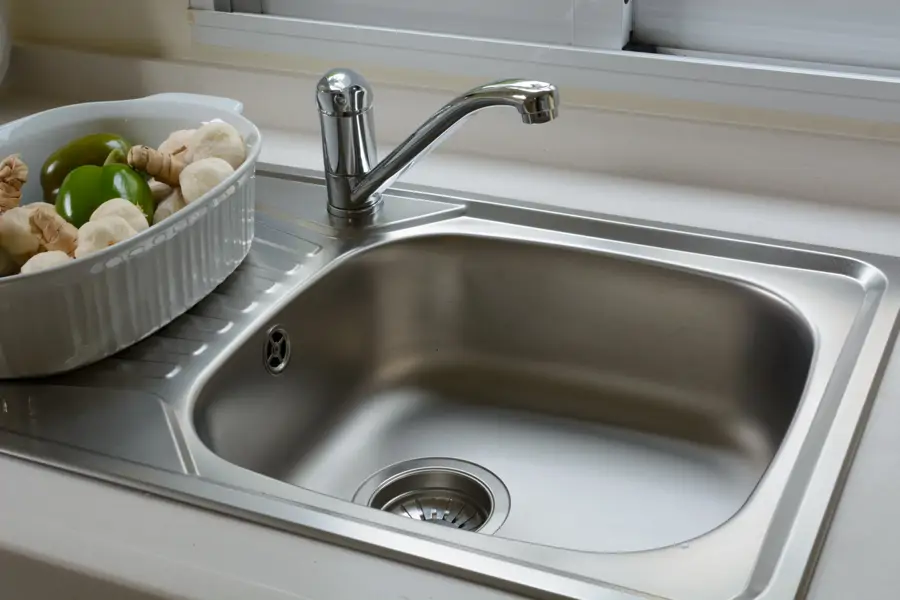 Fregadero de la cocina brillante