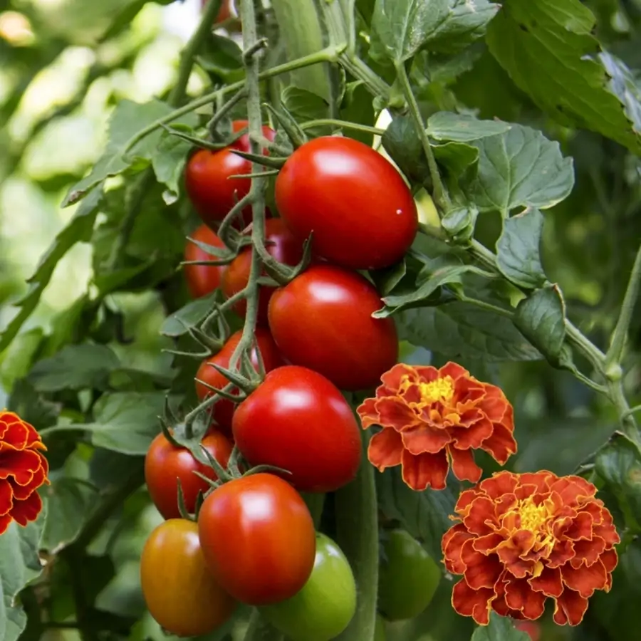 Tomates y tagetes